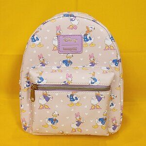 Loungefly Disney Donald Duck & Daisy Duck AOP Heart Classic Mini Backpack NEW